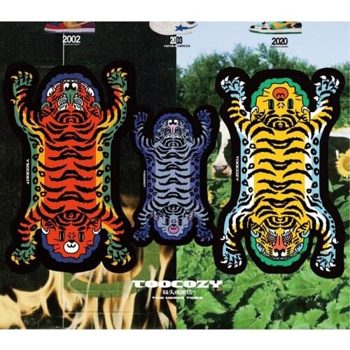 Fashion Rug Living Room Animal Pattern Double Head Tiger Carpet Home Non-slip Absorbs Water Foot Mat Bedroom Irregular Floor Pad