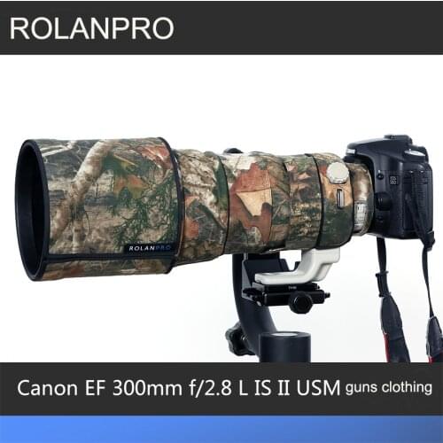ROLANPRO Lens Camouflage Coat Rain Cover for Canon EF 300mm f/2.8 L IS II USM Lens Protective Sleeve Guns Case Camera Cover