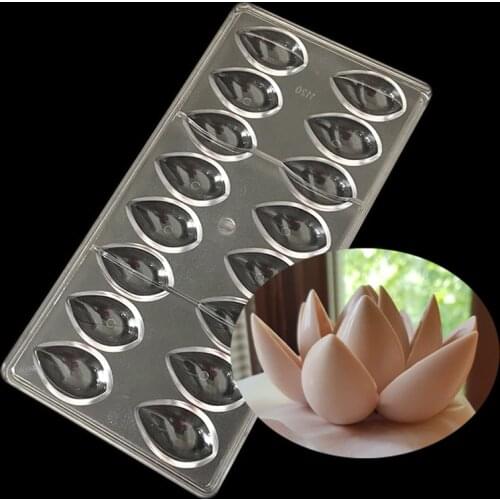Lotus Chocolate Mould Olive Shaped Drop Shaped Polycarbonate Chocolate Mold 3D Candy Mold Baking Pastry Tools Plastic Mould
