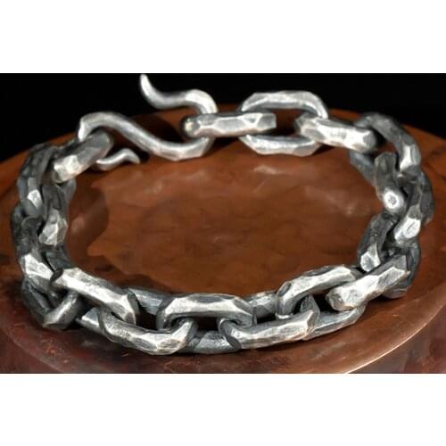Mens Solid 999 Sterling Silver Link Bracelet bangle Chain Jewelry A5985