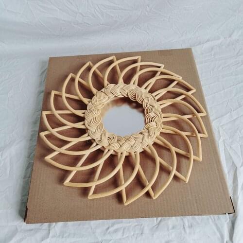 Bathroom Wall Hanging Rattan Mirror Nordic Retro Decorative Mirror Hand Woven Rattan Innovative Art Decoration Including Mirror