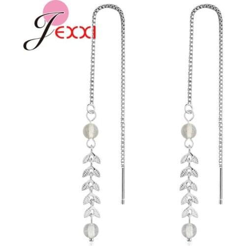 New Fashion 925 Sterling Silver Jewelry Leaf Ball Crystal Drop Earrings Tassel Long Pendant Earings Eardrop Jewelry
