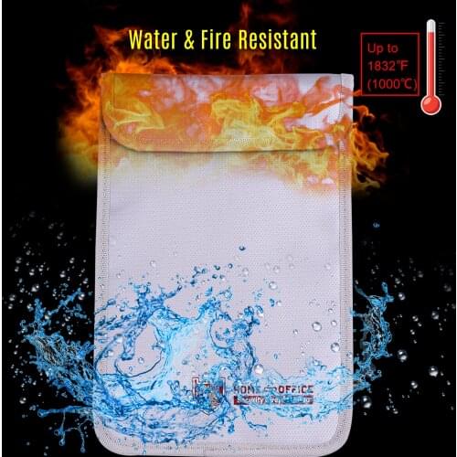 Double Zipper Fireproof Document Bag Pouch Organizer Silicone Coated Fire Water Resistant Safe Storage for Cash Documents