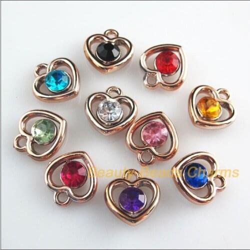 30 New Charms Mixed Acrylic UV Heart Circle KC Gold Color Pendants 13x14mm