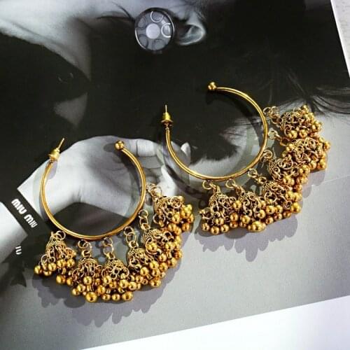 Retro Bollywood Turkish Bells Jhumka Earrings Orecchini Donna Afghan Womens Vintage Round Turkey Dangle Earrings