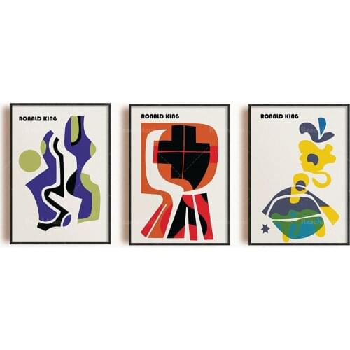 Ronald King set of three prints, minimal print set, boho poster set, wall art poster set