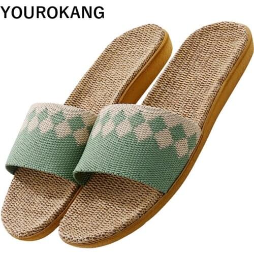 2020 Summer Men Flax Shoes Breathable Men Home Slippers Bathroom Male Linen Slippers Floor Unisex Couple Bedroom Shoes Outside
