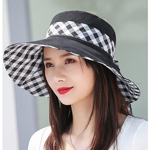 Spring And Summer Ladies Basin Hat New Streamer Hat Bow Knot Lattice Fisherman Hat Outdoor Travel Panama For Women Fisherman Hat