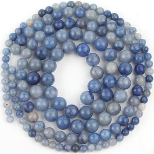 Blue Aventurine Jades Chalcedony Stone Loose Spacer Accessories Natural Stone Beads For Jewelry Making DIY Bracelets 4-12mm 15"