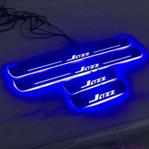 Express delivery led door sill plate strip welcome light threshold guard protectors for honda jazz 2003-18