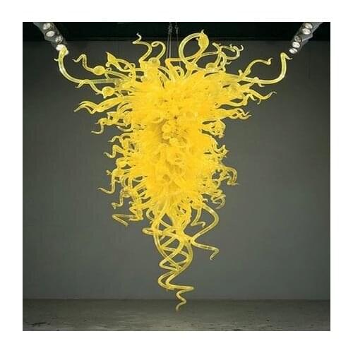 Italy Art Gallery Decor Lemon Yellow Chandeliers 110v/240v LED Bulbs Blown Murano Glass Chandelier Lighting