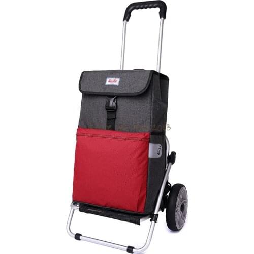 Large-capacity Inflatable Wheel Shopping Cart Grocery Shopping Cart Small Pull Cart Trolley Folding Portable Shopping Bag Househ
