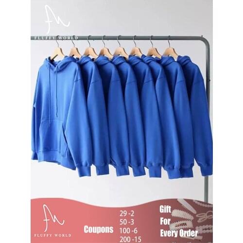 2021 New Oversize Hoodies Sweatshirt Unisex Tracksuit Sports Streetwear Sweatshirt Casual Loose Jumper T-shirt Sapphire Blue