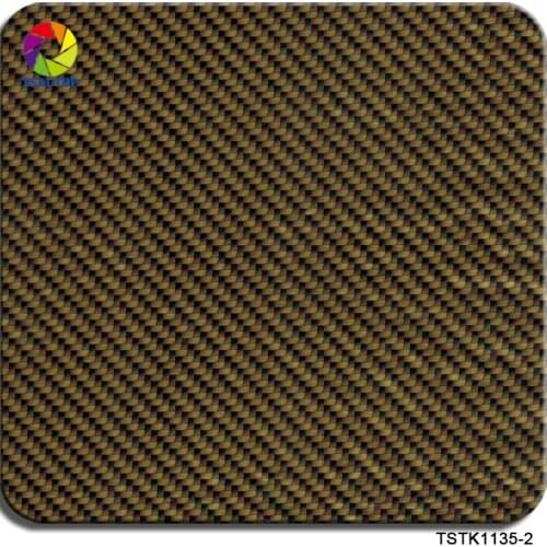 TSAUTOP 1m*10m size TSTK1135-2 gold basic hydrographics Carbon Fiber water transfer printing film