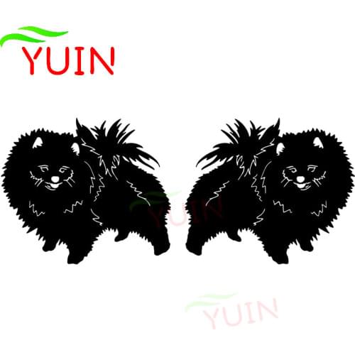 1 Pair of Pomeranian Dog Cute Animal Car Sticker Cars Accessories Fashion Rear View Mirror Decoration Cover Scratch Decal