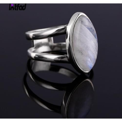 Sterling Silver 925 Simple Natural Moonstone Rings for Women Engagement Wedding Finger Ring Fashion Jewelry Ring