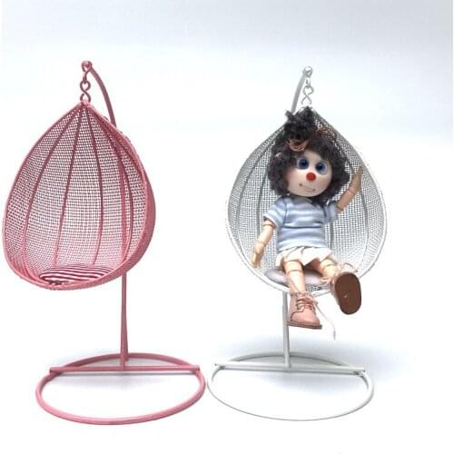 1:12 dollhouse dollhouse mini model ob11 balcony scene iron swing hanging basket rocking chair