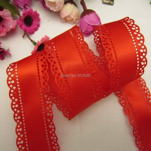 1410136,hot sale 30mm hollow Flowers solid satin ribbon, DIY handmade materials,Clothing accessories,Gift Wrapping