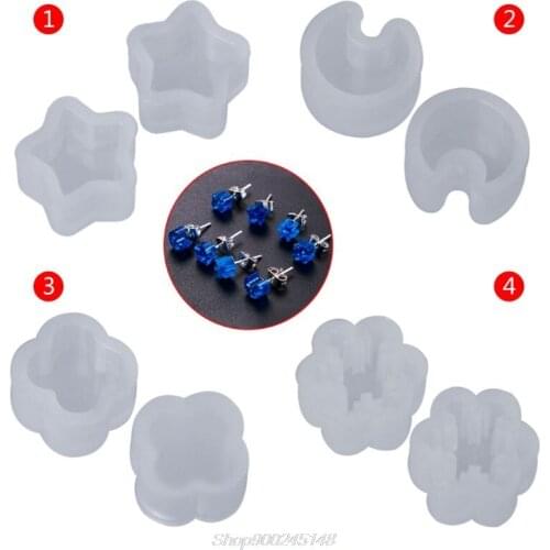 2 Pcs/Set Silicone Mold Ear Stud DIY Jewelry Making Snowflake Moon Star Flower Shape Mini Small Molds Jy15 20 Dropship