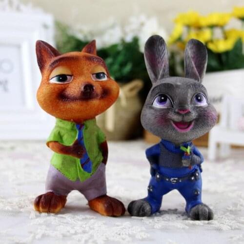 2pcs/lot Resin Animal Rabbit Ornaments craft Cute Anime Bunny Figurines&Miniatures Pastoral Cartoon rabbits car dool Home Decor