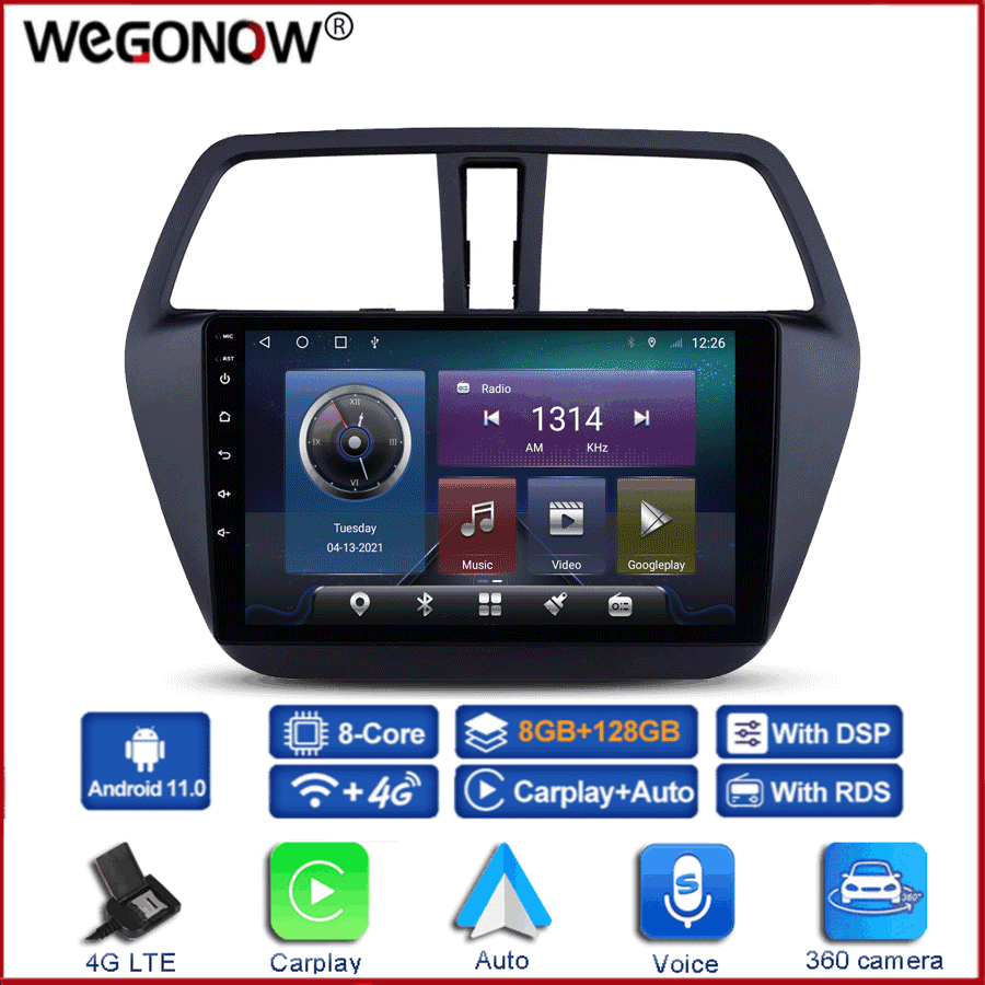 360 Panoramic Camera Carplay 6GB+128GB Android 10.0 Car DVD Player GPS WIFI Bluetooth RDS Radio For Suzuki SX4 S-CROSS 2014-2017
