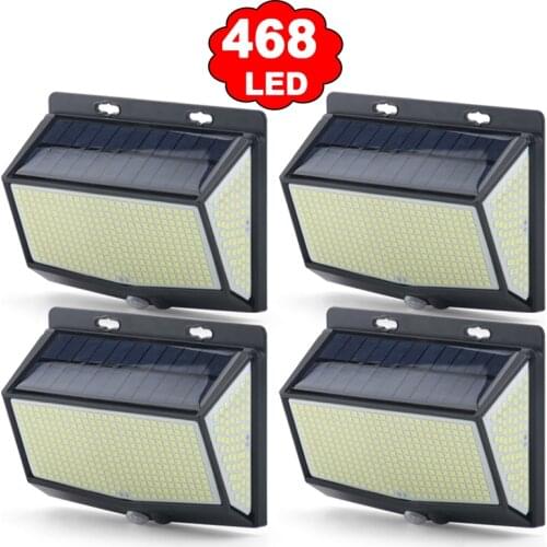 108/288/468 LED Solar Wall Lamp Street Lights Garden Waterproof Outdoor Lighting PIR Motion Sensor Detection Sunlight Spotlight