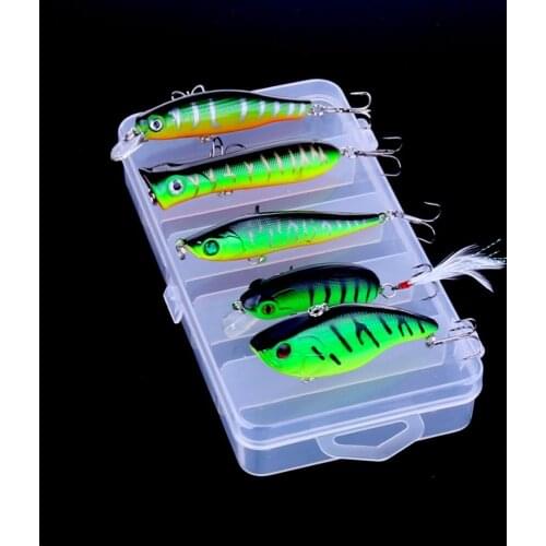5Pcs Fishing Crankbait With Box Fishing Lures Set Minnow VIB Popper Fishing Wobbler Set Mixed Fishing Tackle Artificial Bait