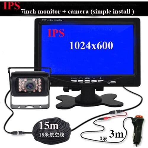 7inch lcd monitor with 1024 x 600 resolution car reversing camera system for bus truck 12V24V IPS car monitor free shipping