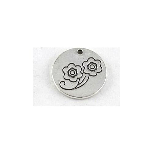 90PCS Tibetan Silver Color flower round charms A12654