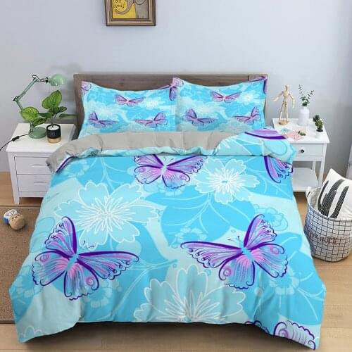 Butterfly 3D Print Duvet Cover Bedding Set With Pillow Case Luxury Microfiber Bedspread Queen King Size Kids Adult Lovely Gifts