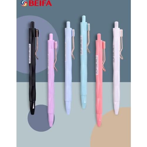 BEIFA 6Pcs/Lot Morandi Color Gel Pens 0.5MM Black Quick Dry INS Press Ballpoint Pen For School Office Supplies Stationery caneta