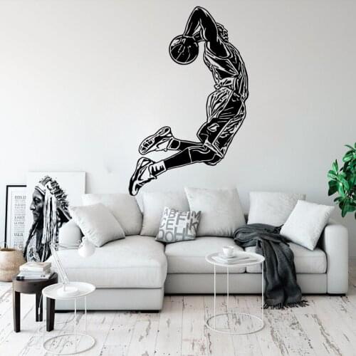 Large Basketballer Dunk Shoot Ball Sport Wall Decal Playroom No.24 Ko be Basketball Player Wall Sticker Vinyl Home Decor