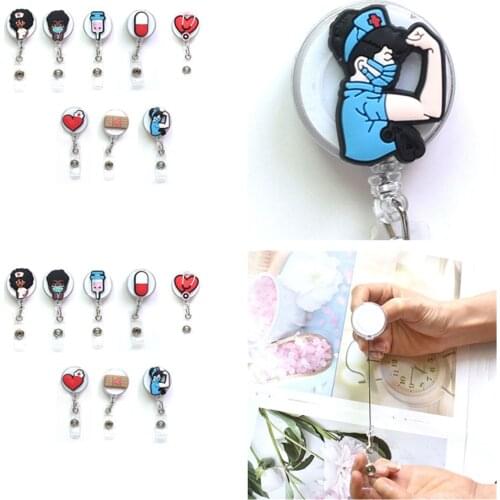 Cute Practical Medical Treatment Portable Badge Reel Clip ID Card Badge Holder Doctor Nurse Clip Retractable Keychain