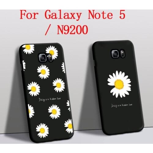 Funda For Samsung Glaxy Note 5 case N9200 Silicone Protector Daisy Flower phone cover For Samsung Galaxy Note 5 back Cover Black