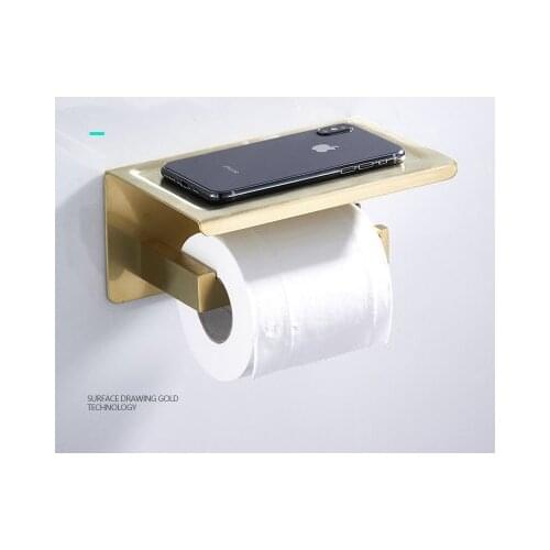 Paper Holders Euro Bathroom Accessories Solid Brushed Gold Toilet WC Roll Shelf Without Cover DG8319K