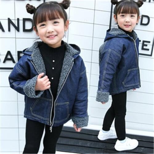 Baby Denim Jacket Winter New Childrens Clothing Korean Boys Casual Denim Jacket Baby Plus Velvet Ambswool Coats