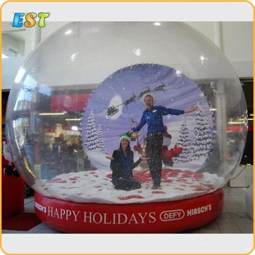 4m Dia Giant Inflatable Snow Globe With Christmas Holiday Backdrop For Promotion Event