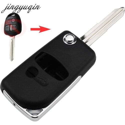Jingyuqin 10pcs/lot Left Blade Modified 3 Button Flip Car Key Shell For Mitsubishi Lancer Pajero Triton Folding Remote fob Case
