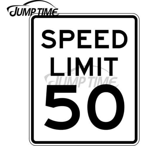 JumpTime 13 x 8.6cm For Road Sign Speed Limit 50 Personality Creative Car Decal Waterproof Graffiti Sticker Occlusion Scratch