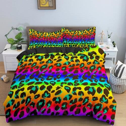 Colorful Leopard Printed Bedding Set Luxury Duvet Cover Set Comforter Cover 2/3pcs Bed Set Quilt Cover Housse de couette