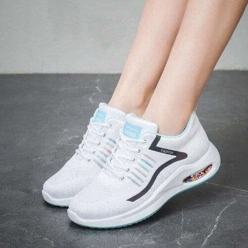 Women Sneakers Air Mesh Knitting Fashion Lace Up Shallow Ladies Vulcanized Shoes Comfort Breathable Fashion Female Footwear 2021