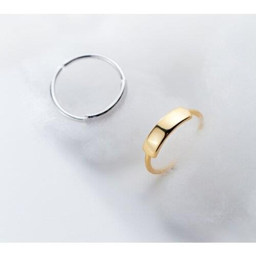 MloveAcc Solid Pure 925 Sterling Silver Simple Geometry Finger Ring for Women High Polished Classic Band Rings Wedding Jewelry G