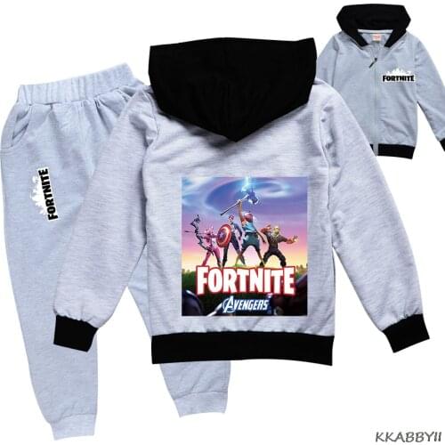 Fortnite Spring And Autumn Fashion Boys and Girls Big Kids Hooded Clothing Sweatshirt + Pantsuit