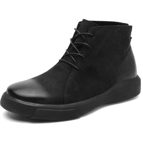 CcharmiX Men Motorcycle Boots Genuine Leather Winter Warm Boots Men Footwears With Fur Fashion Boots Autumn Casual Shoes