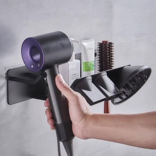 Black Stainless Steel Hair Dryer Wall Mount Holder for Dyson Supersonic Blower Stand Shelf Bathroom Storage Rack