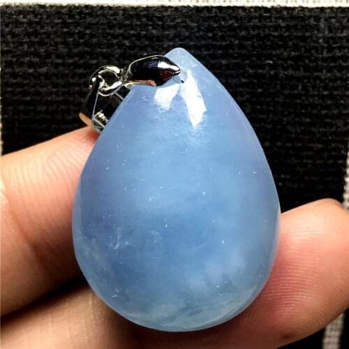 Genuine Natural Ocean Blue Aquamarine Pendant Jewelry For Woman Lady Man Silver Crystal 28x21x10mm Beads Waer Drop Stone AAAAA