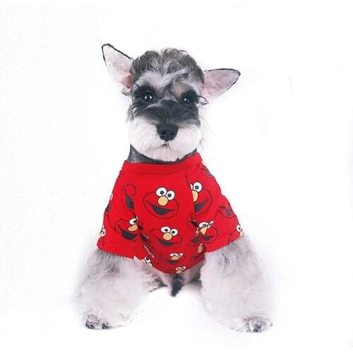 Dog Clothes for Small Dogs Cartoon Print Tshirt for French Bulldog Sweater for Chihuahua Pet Puppy Clothing Pug Costume Red Tee