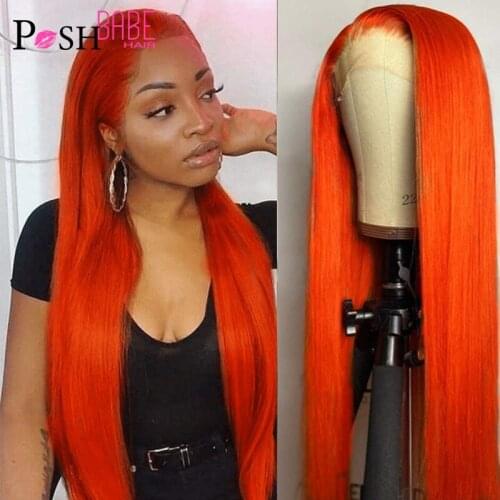 Orange Ginger Lace Front Wig Pre Plucked 13x4 Colored Lace Frontal Wig Glueless Remy Brazilian Human Hair Wigs For Women 30 Inch