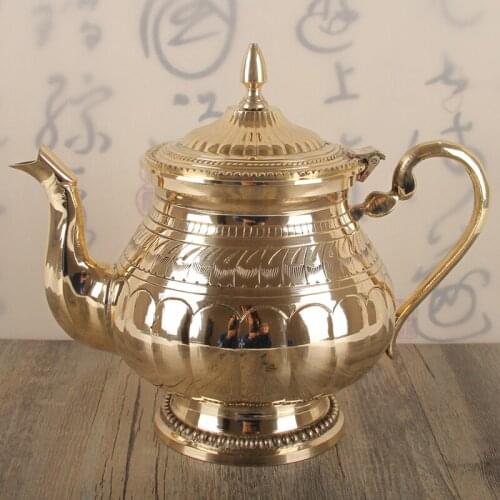 Origin of India brass special restaurant national copper teapot pure handmade household milk tea pot brewing water kettle 680ml