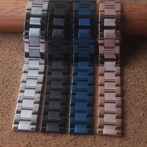 Watchbands 304 Full Solid Ladder Stainless Steel Watch Band for Tank Watch Bracelet 20mm Steel Watch Strap 22mm Silver rosegold